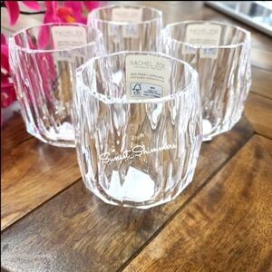 4pc SET RACHEL ZOE Crystal Clear ACRYLIC TUMBLER Cup Drink GLASSES 11.5oz NEW